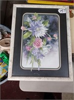 Floral framed painting, 25"x20"