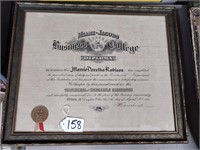 Miami-Jacobs framed diploma, 18"x22.5"