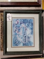 Country scened framed picture, 16"x14"