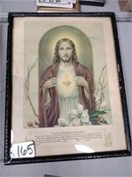 Ornate framed Jesus scripture picture, 18"x14"