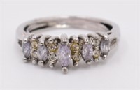 Ring With Clear and Light Purple Stone