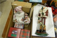 3 boxes Christmas decor - Santa figurines, musical