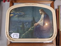 Ornate framed Jesus print, 14"x18"