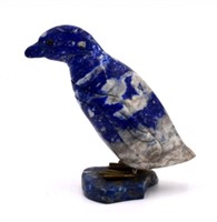 Lapis Lazuli and Marble Carved Penguin Figurine