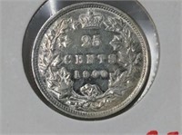 1900 (ef 45)  Canadian Silver .25