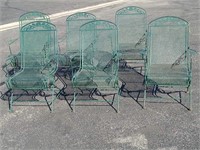 Set of 6 vintage metal spring chairs,