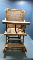 Vintage cane bottom rocker,high chair