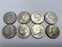 8 90% silver Kennedy half dollars
