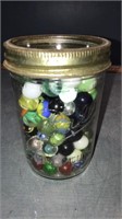 Pint jar of marbles