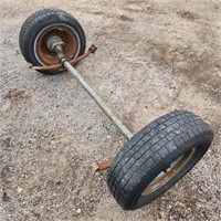 Trailer Axle with Wheels and Springs