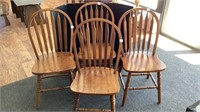 4 Spindle back dining table chairs, oak color