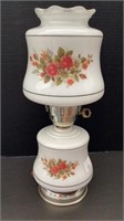 Dresser lamp, (no chimney) coral color roses