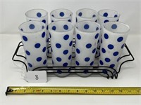 Set of 8 Polka Dot Drinking Glasses with Wire