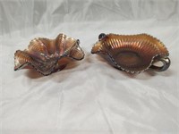 2 Carnival glass dishes 1- Norwood