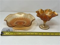 2 Pieces of Carnival Glass