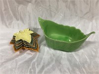 Shawnee USA 439-green leaf design Pottery,