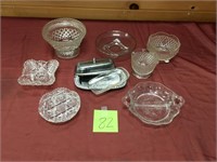 Eight piece Mixed Cut/Pressed Clear Glass Lot