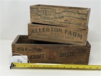 3 Wooden Cheese Boxes
