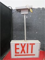 Lighted exit & stairs signs.