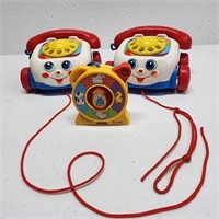 2 Fisher Price Pull Telephones (2000) and Battery