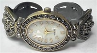 Art Deco Style Alabaster Oval Dial Quartz Watch