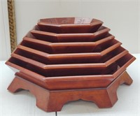 Vtg Asian Wooden Lacquerware Stacking Trays