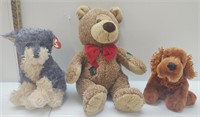 Three adorable stuffies a bear and two dogs