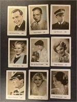 MOVIE STARS: 9 x Antique Tobacco Cards (1931)