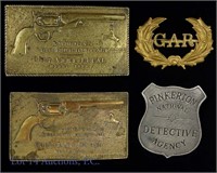 Colt Army, Navy Belt Buckles, GAR Pin, Badge