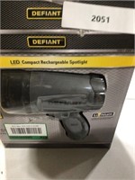 Defiant LED compact rechargeable spotlight