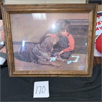 Jim Daly boy and retriever framed print