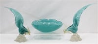 3pc Vintage Murano Art Glass Console Set - Signed