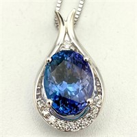 GIA Cert Tanzanite & Diamond Pendant