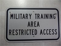 Vintage Military Training Area Restricted Sign