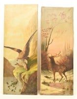 (2) Original Canvas Wildlife Paintings Elk & Eagle
