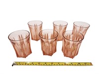 Set of 6 Antique Pink Depression Drinking Glasses