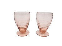 2 Antique Pink Depression Glass Goblets