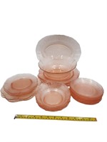 Lot of Pink Depression Glass Dinner Ware
