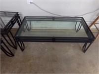 2 End Tables, Coffee Table, Metal With Glass Top's