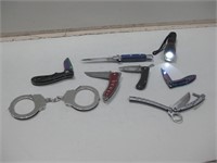 Pocket Knives, Handcuffs & Flashlight See Info