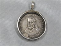 1939 Nicaragua Coin In Silver Pendant Unmarked
