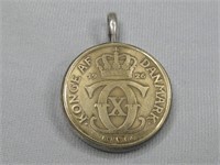 1926 Denmark Krone Coin Pendant