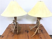 Pr Moose Antler Table Lamps