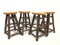 4 Matching Hickory Style Barstools