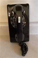 Black rotary wall phone
