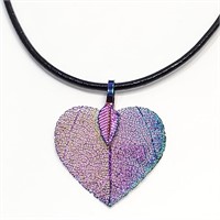 Unique Multi Colored Heart Leaf Pendant SJC