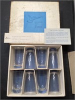 Fostoria glasses in box with Ford Thunderbird logo