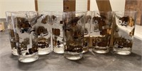 8 glasses with construction equipment design