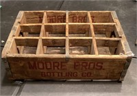 Moore Bros. wooden bottle crate