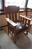 Wood Rocking Chair w/Leather Seat